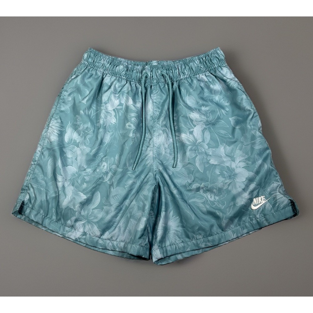Nike Mens M Club Woven Flow Shorts Teal Turquoise Blue Floral Swim Trunks IB8551